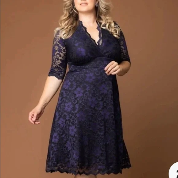 Kiyonna Violet Black Lace "Mon Cherie" Fit and Flare Dress size 3X NWT - Picture 1 of 6